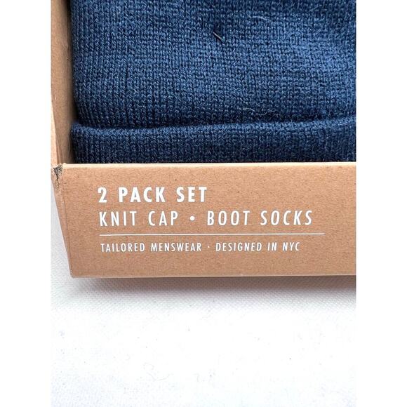 Bespoke Navy 2 Pack Set Beanie And Boot Socks NEW - Picture 3 of 4